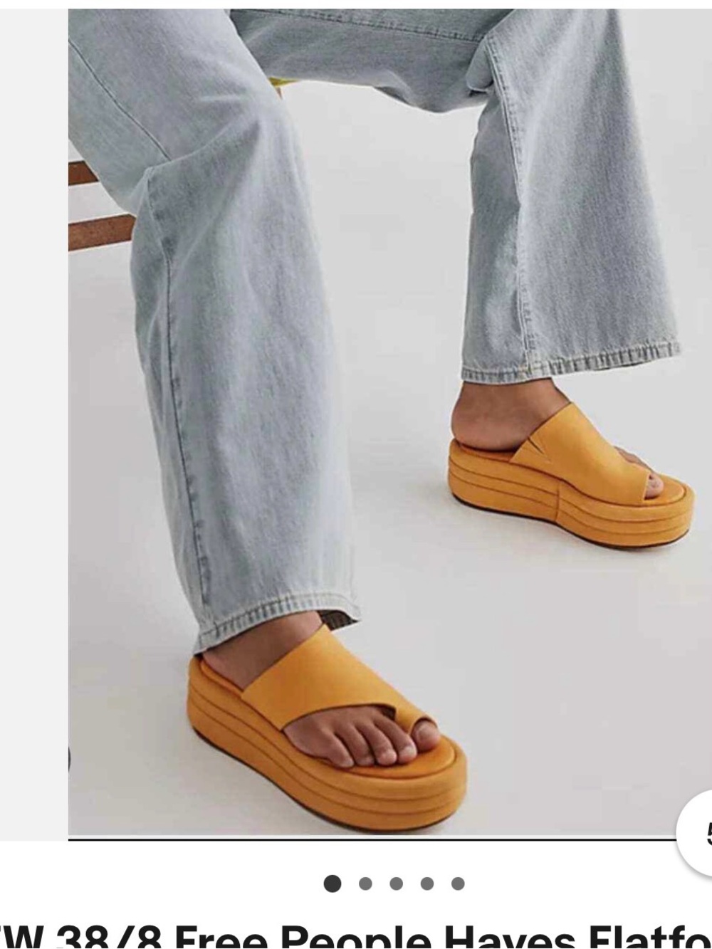 Free People Yellow-Orange Platform Slide Sandals